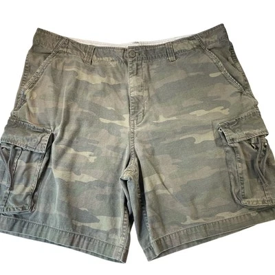 Pantalones Cortos Carga Y2K De Colección Hombres 44 Verde Camuflaje Cordón Relajado Suelto Skate Grunge Foto 1 de 4