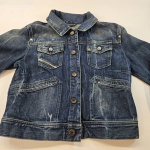 DIESEL KIM BIS Damen Jeansjacke Größe L - Jeansblaue Waschung Trucker Style - Bild 1 von 11