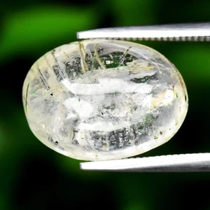 💎 6.17ct Oval Cabochon Natural Black Needles Rutile Quartz - Brazil Gemstone - Picture 1 of 4
