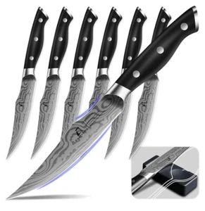 Steak Knives Set of 6, 4.8 Inch Non Serrated Razor-Sharp Durable Dinner knives - Picture 1 of 7