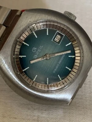 BREIL OK data cassa bracciale acciaio 31.5mm carica manuale tag anni 70 NOS - Immagine 1 di 4