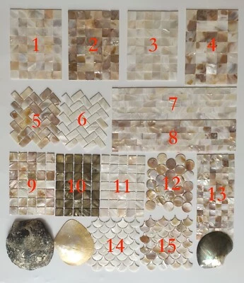 样品天然贝壳马赛克珍珠母厨房背溅墙地板瓷砖 — 第 1/4 张图片