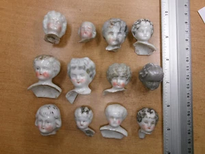 12 antique Germany tiny doll heads frozen china head age 1880 ,0,79-1,18 inch - Picture 1 of 5