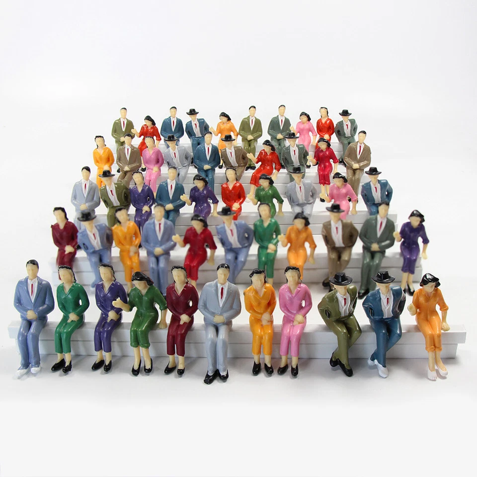 Evemodel 50pcs G scale Model Figures 1:25 All Seated Painted People 4 Poses - Image 1 of 4