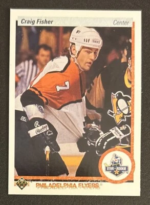 1990-91 Upper Deck Craig Fisher Hockey Rookie Card (RC) 155 Flyers Center VG O/C - Image 1 of 2