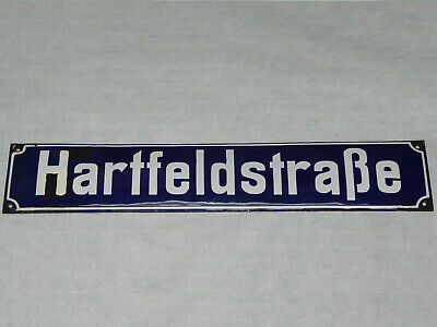 Altes Emaille Strassenschild 'Hartfeldstraße', Email, Schild, Staßenname,62x12cm • 57.73€