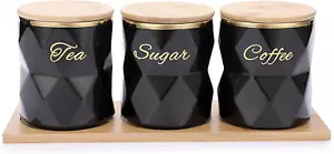 Ceramic Canisters Set Sugar Coffee Tea, Luxurious Storage Containers Set with L - Picture 1 of 9