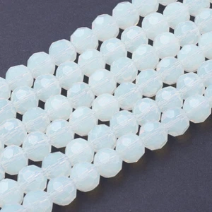 Piedras de luna piedras preciosas cuentas redondas blanco ópalo piedra semipreciosa facetada sintética - Imagen 1 de 3
