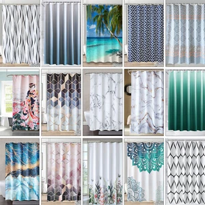 Polyester Fabric Shower Curtain Mould Proof Washable Printed Bathroom Curtains - Picture 1 of 96