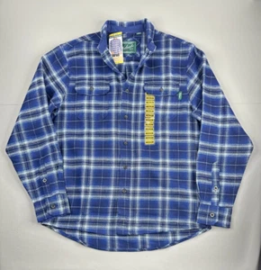 Woolrich Brawny Flannel Button Down Shirt Mens Medium Blue Plaid New - Picture 1 of 16