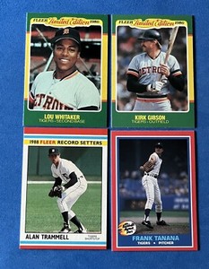 1986 - 1987 Fleer Detroit Tigers Baseball Cards (4) Trammell Whitaker Gibson