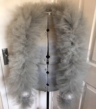 Tulle Faux Feather Boa Thick Grey Burlesque Dance Costume Handmade Vintage Pinup