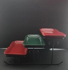 Vintage Pfaltzgraffe Ruby Red and Green 3 Tier Buffet Style Serving Stand w/ Box - Picture 1 of 7
