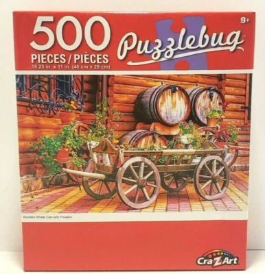 Carro de ruedas de madera Puzzlebug 2018 con flores rompecabezas de 500 piezas nuevo 18 x 11" Foto 1 de 4