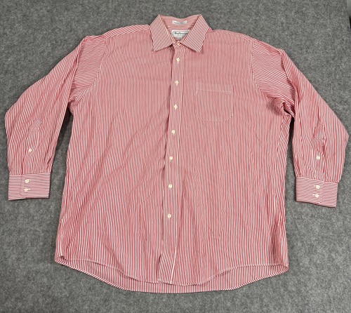 Camicia elegante vintage Burberrys of London rossa a righe cotone con bottoni tasca tg 17 35