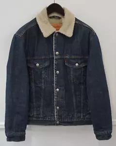 Hombre Levi Strauss & Co Chaqueta Denim Motero Algodón Trucker Forro Sherpa M - Imagen 1 de 6