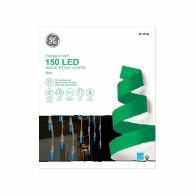 GE Energy Smart 150 Count Blue Mini LED Plug-In Christmas Icicle Lights One Box - Image 1 of 4