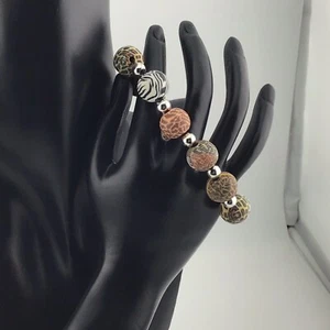 Viva Beads Bracelet Animal Print Stretch Boho VSCO polymer Clay - Picture 1 of 5