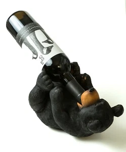 Portabottiglie Vino Bevi Orso Nero Statuina Rustica Cabina Loggia Decorativa - Foto 1 di 7