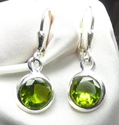 Peridot Olivin Ohrhänger 925 Silber Klappbrisur ca. 10,5 mm Durchmesser - NEU * - Bild 1 von 4