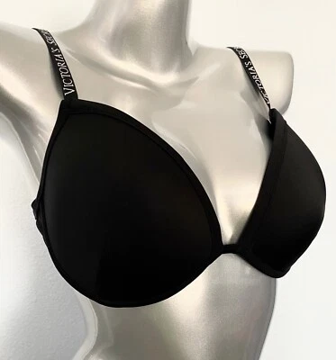 Victoria's Secret Swim Bikini Top Nwt Black Logo Straps Malibu Fabulous 38C - Image 1 of 4