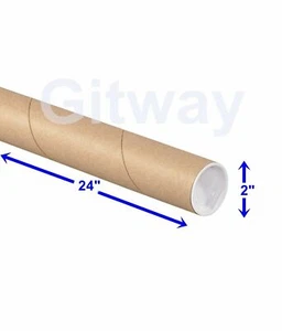 2" x 24" Cardboard Poster Shipping Mailing Mail Postal Tube 50 Tubes with Caps - Picture 1 of 6