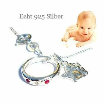 MARKENLOS - SCHMUCK ECHTSCHMUCK TAUFRING SCHUTZENGEL & KETTE ECHT SILBER TAUFKETTE MÄDCHEN ENGEL TAUFE RING BABY