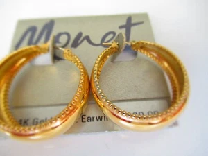 Vintage Monet 14k Gold Filled Creolen auf orig Karte! Neuwertig, nie getragen! MCM! - Bild 1 von 4