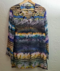 Mishca Sheer Top Beach Swim Cover Up Blouse Cruise Resort Size Large NEW - Bild 1 von 2
