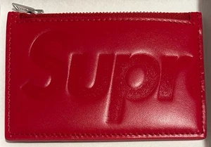 NIB Supreme Leather Zip Card Holder Red SS25 Made in Italy OS FREE SHIPPING! - Picture 1 of 13