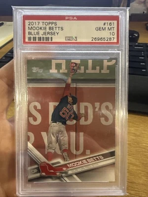 2017 Topps Opening Day Mookie Betts Catching PSA 10 - Image 1 of 3