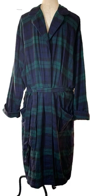 Bata Lands End Franela 100% Algodón Cuadros Azul Verde Mangas Largas Talla M Hombre’s Nueva Foto 1 de 4