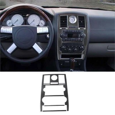 4 peças para Chrysler 300 2005-2007 acabamento de tampa de quadro de console central de fibra de carbono - Imagem 1 de 4