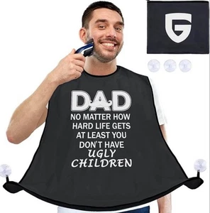 Beard Bib, Non-Stick Apron, Waterproof Trimming Catcher, Black Fathers Day Gift - Picture 1 of 6