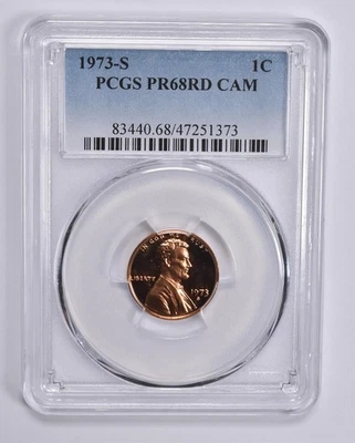 PR68 CAM RD 1973-S Lincoln Memorial Cent 1c PCGS Blue Lbl *8404 - Image 1 of 4