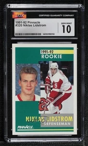 1991-92 Pinnacle Rookie Nicklas Lidstrom #320 CGC 10 Gem Mint Rookie RC HOF - Picture 1 of 3