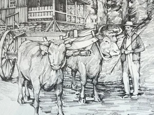 Charles H. Overly Druck Wight Grist Mill Sturbridge MA gerahmt signiert mattiert - Bild 1 von 11