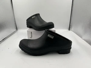 Barbour Quinn Men's Black Waterproof Slip-On Rubber Wellie Clogs UK Size 10 - Picture 1 of 9
