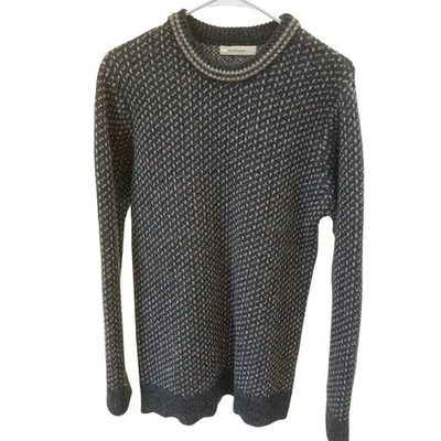 Suéter Pullover WoolOvers Para Hombre 100% Lana Gris Blanco Acogedor Cuello Redondo Tejido L Foto 1 de 4