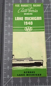 Brochure Pere Marquette Auto Ferries Bridging Lake Michigan con mappa - 1940 - Foto 1 di 9