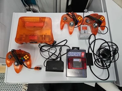Consola Funtastic Fire Orange N64, Controlador OEM, 2 Controladores, Everdrive 64 X7 Foto 1 de 4