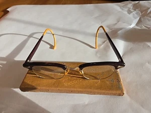VINTAGE SHURON EYEGLASS FRAMES 6 1/2 LO STAMPED ON FRAME WITH CASE SHURON - Picture 1 of 10