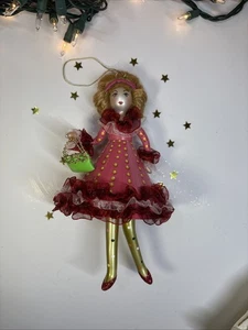 Ladies With Elegance Collection Glass Christmas Ornament Woman Pink Dot Dress - Picture 1 of 5