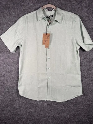 NWT PJ Paul Jones Button Short Sleeve Green Shirt Polyester Elasthan Mens Small - Image 1 of 4