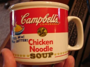 (2) Vintage 1997 Ceramic Campbell’s Soup Bowls Mug Chicken Noodle Soup Feel M'M - Picture 1 of 8
