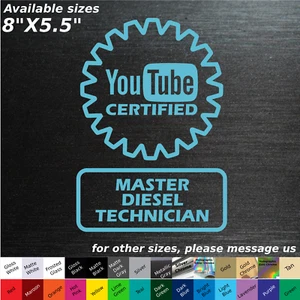 PAR Youtube Certificado Maestro Diesel Técnico Calcomanía Personalizada Pegatina Caja de Herramientas  - Imagen 1 de 1