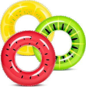 3 Pack Inflatable Pool Floats Fruit Swim Tube Pool Rings Swimming Floaties - Picture 1 of 7