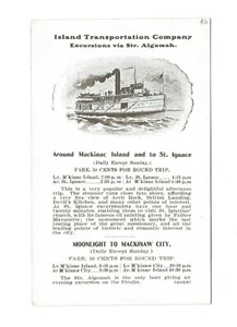 Vintage Advertising Card ISLAND TRANSPORTATION CO Mackinac Island St Ignace MI - Picture 1 of 2