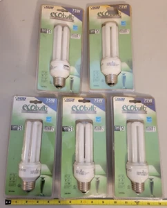 5 Ecobulb Compact Fluorescent CF Soft White 22W Light Bulbs 75 Watt Replacement - Picture 1 of 6