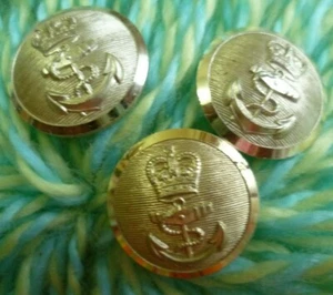 Royal Naval Military Uniform Buttons QC 22 mm 3 pcs maker GAUNT - Picture 1 of 3